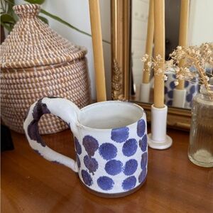 Handcrafted Blue Polka Dot Ceramic Mug